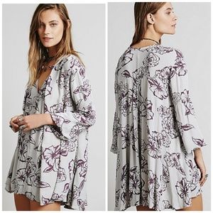 Free people floral foil print tunic swing dress